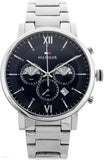  Shop Authentic Tommy Hilfiger Evan Chronograph Blue Dial Silver Steel Strap Watch For Men - 1710409 - Luxxuri