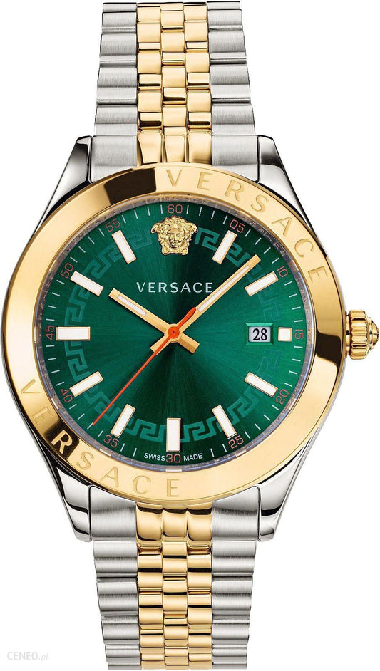  Shop Authentic Versace Hellenyium Quartz Green Dial Two Tone Steel Strap Watch For Men - VEVI00620 - Luxxuri