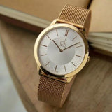  Shop Authentic Calvin Klein Minimal White Dial Rose Gold Mesh Bracelet Watch for Men - K3M21626 - Luxxuri