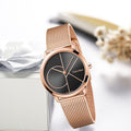  Shop Authentic Calvin Klein Minimal Black Dial Rose Gold Mesh Bracelet Watch for Men - K3M21621 - Luxxuri
