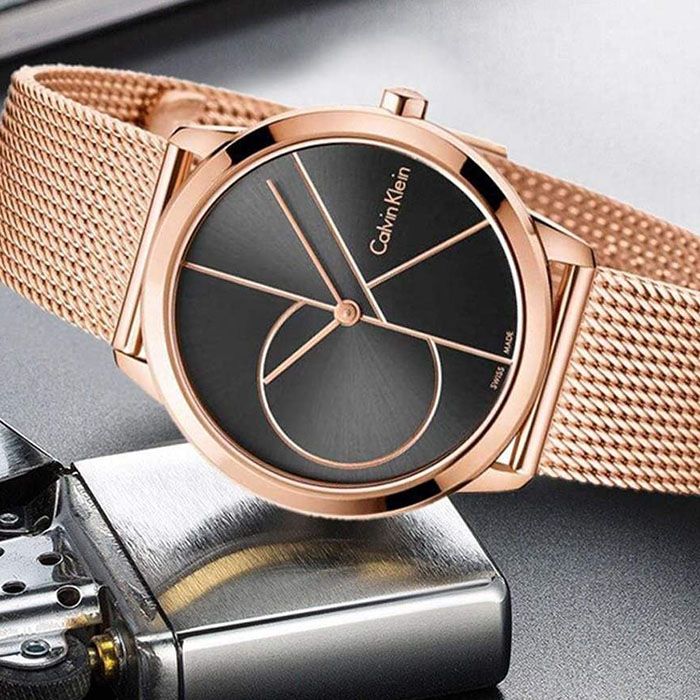  Shop Authentic Calvin Klein Minimal Black Dial Rose Gold Mesh Bracelet Watch for Men - K3M22621 - Luxxuri