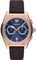 Emporio Armani Federico Chronograph Blue Dial Brown Leather Strap Watch For Men - AR11563