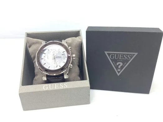  Shop Authentic Guess Pinnacle Chronograph Quartz Blue Dial Brown Leather Strap Watch For Men - W0673G1 - Luxxuri