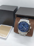  Shop Authentic Michael Kors Stop Hunger Chronograph Blue Dial Silver Steel Strap Watch for Men - MK8314 - Luxxuri