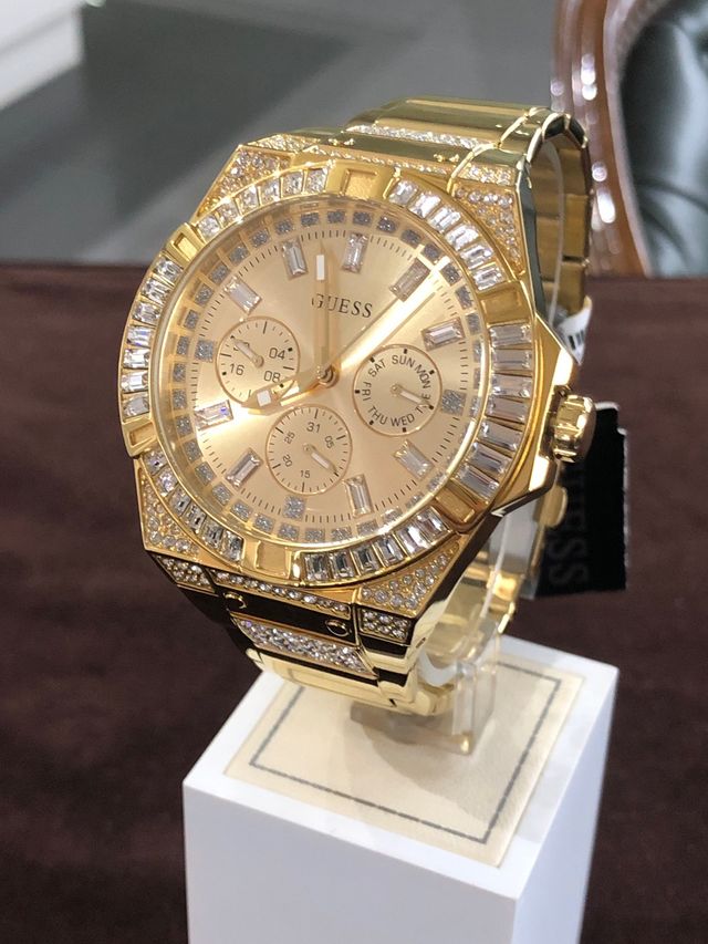  Shop Authentic Guess Zeus Diamonds Gold Dial Gold Steel Strap Watch for Men - GW0209G2 - Luxxuri