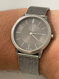  Shop Authentic Calvin Klein Minimal Grey Dial Silver Mesh Bracelet Watch for Men - K3M21124 - Luxxuri