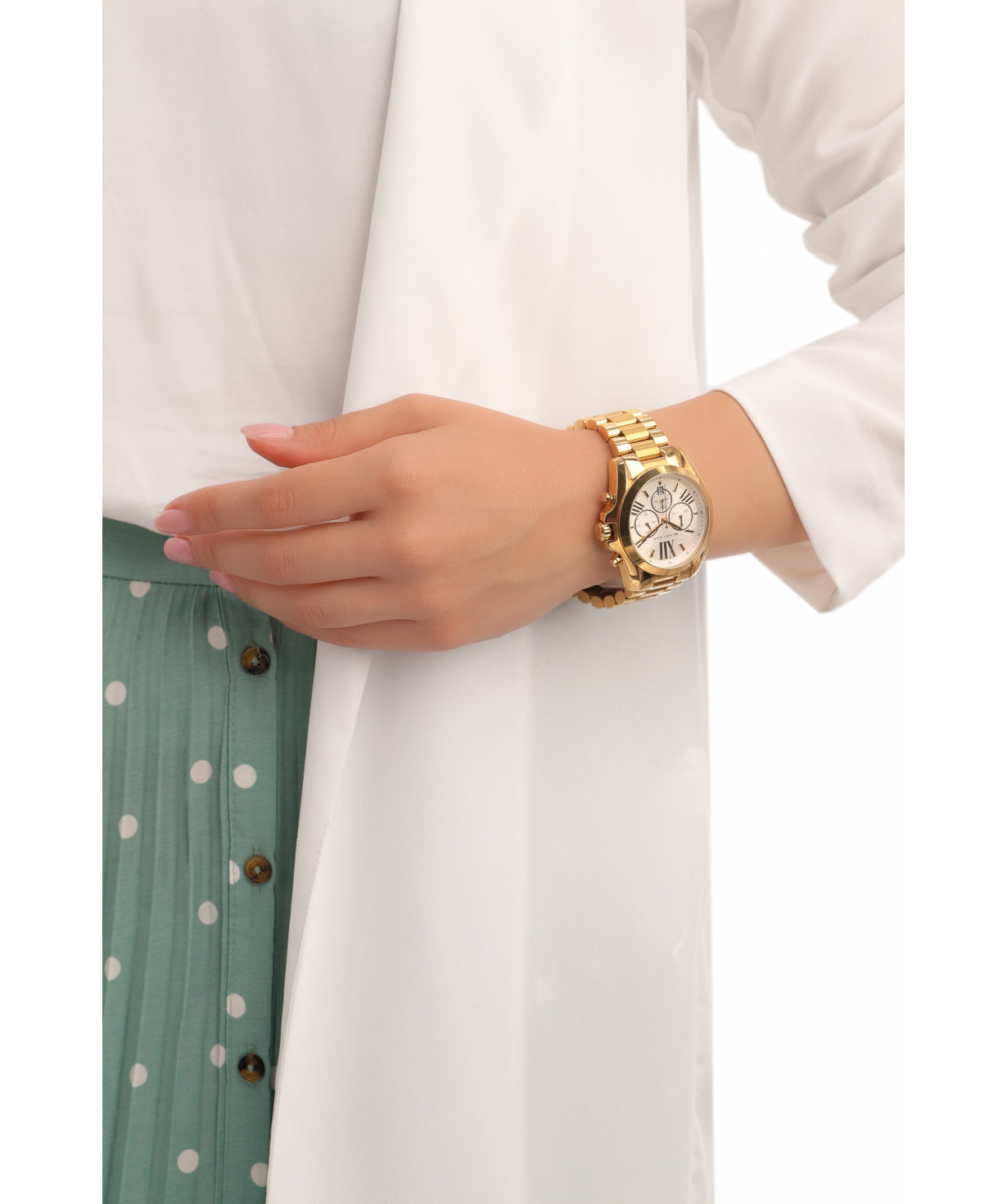  Shop Authentic Michael Kors Bradshaw Chronograph White Dial Gold Steel Strap Watch For Women - MK6266 - Luxxuri