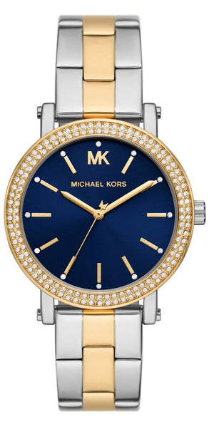  Shop Authentic Michael Kors Analog Blue Dial Two Tone Steel Strap Watch for Women - MKO1049 - Luxxuri