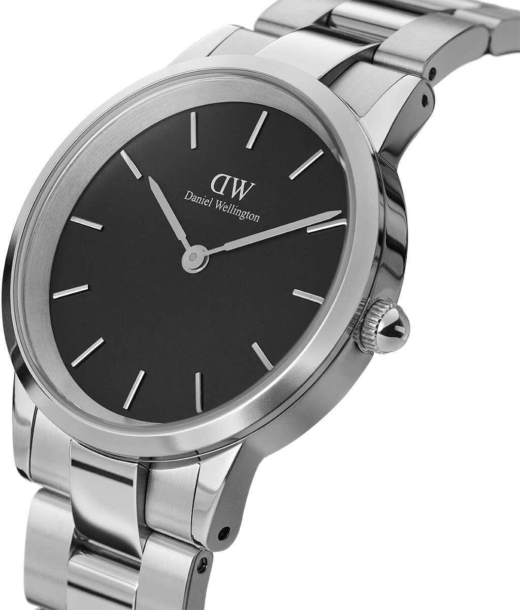  Shop Authentic Daniel Wellington Iconic Link Black Dial Silver Steel Strap Watch For Women - DW00100208 - Luxxuri