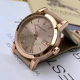  Shop Authentic Burberry The City Beige Dial Beige Leather Strap Watch for Women - BU9109 - Luxxuri