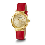  Shop Authentic Guess Trend Dragon Gold Dial Red Leather Strap Watch For Women - GW0646L1 - Luxxuri