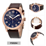  Shop Authentic Fossil Pilot 54 Chronograph Blue Dial Brown Leather Strap Watch for Men - FS5204 - Luxxuri