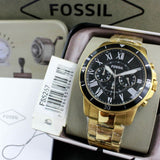  Shop Authentic Fossil Inscription Automatic Black Dial Gold Steel Strap Watch for Men - FS5267 - Luxxuri