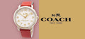Coach Delancey Ivory Dial Orange Leather Strap Watch for Women - 14502719