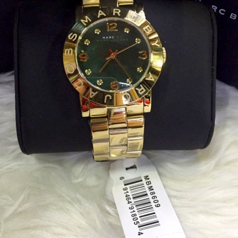  Shop Authentic Marc Jacobs Amy Green Dial Gold Steel Strap Watch for Women - MBM8609 - Luxxuri