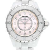  Shop Authentic Chanel J12 Quartz Diamonds Pink Dial White Steel Strap Watch for Women - J12 H5513 - Luxxuri
