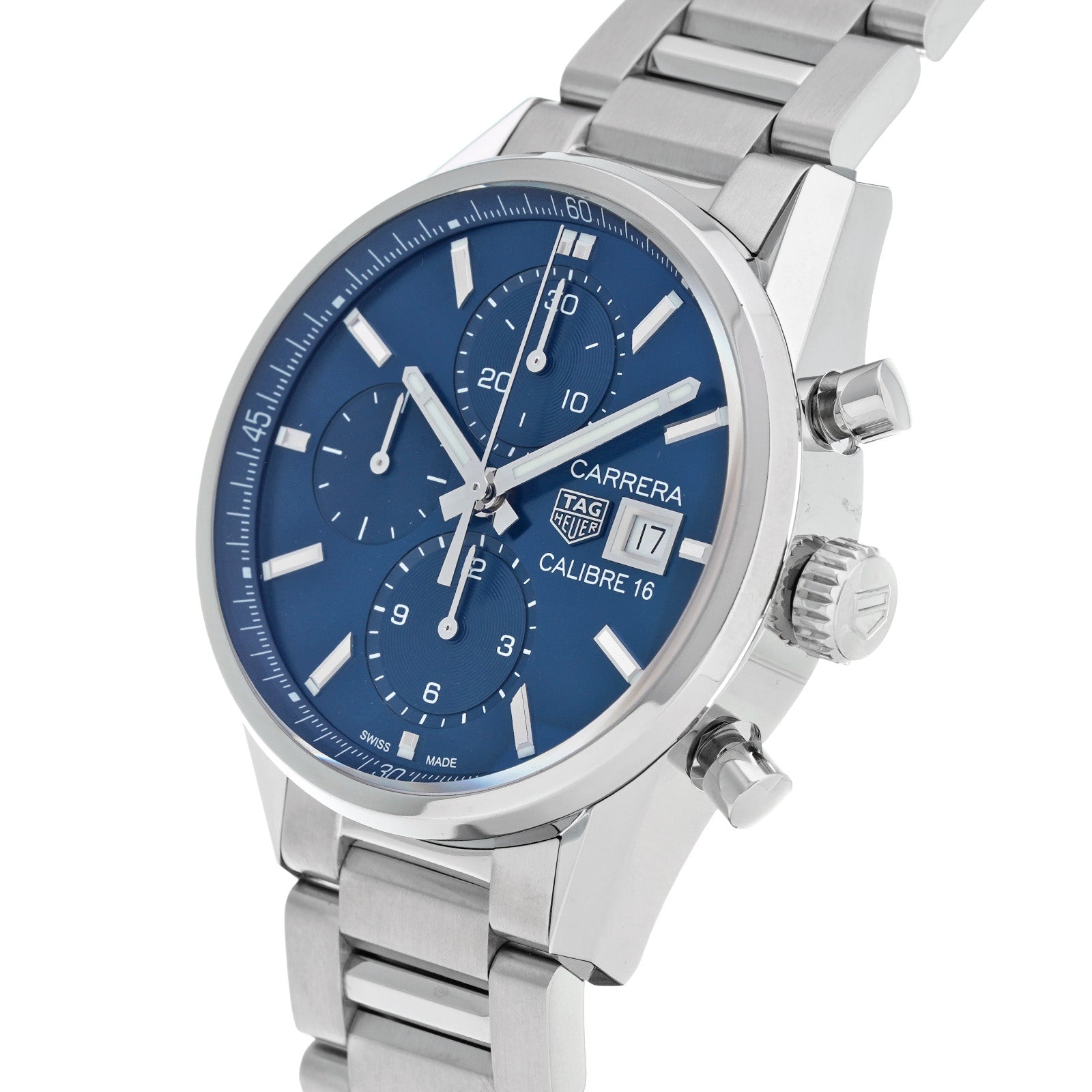  Shop Authentic Tag Heuer Carrera Chronograph 41mm Blue Dial Silver Steel Strap Watch for Men - CBK2112.BA0715 - Luxxuri