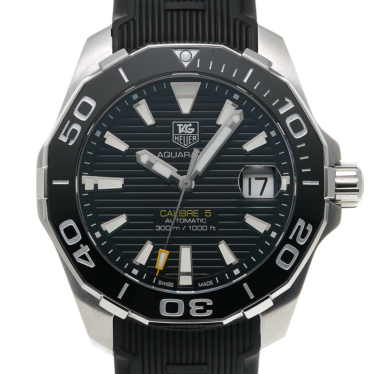 Shop Authentic Tag Heuer Aquaracer Calibre 5 Automatic Black Dial Black Rubber Strap Watch for Men -  WAY211A.FT6151 - Luxxuri
