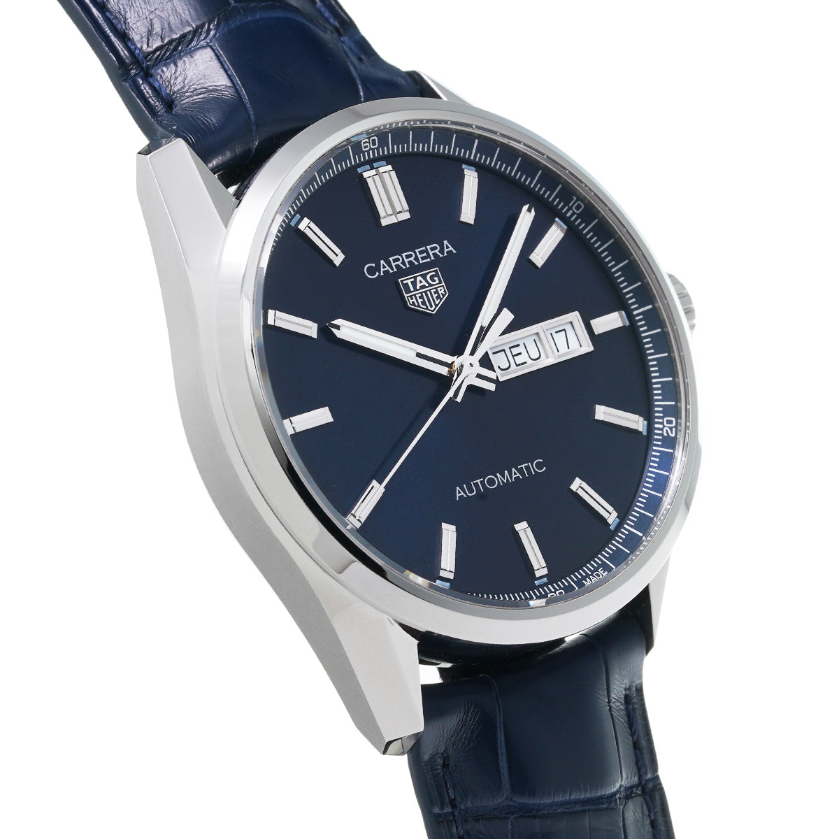  Shop Authentic Tag Heuer Carrera Day Date Blue Dial Blue Leather Strap Watch for Men - WBN2012.FC6502 - Luxxuri