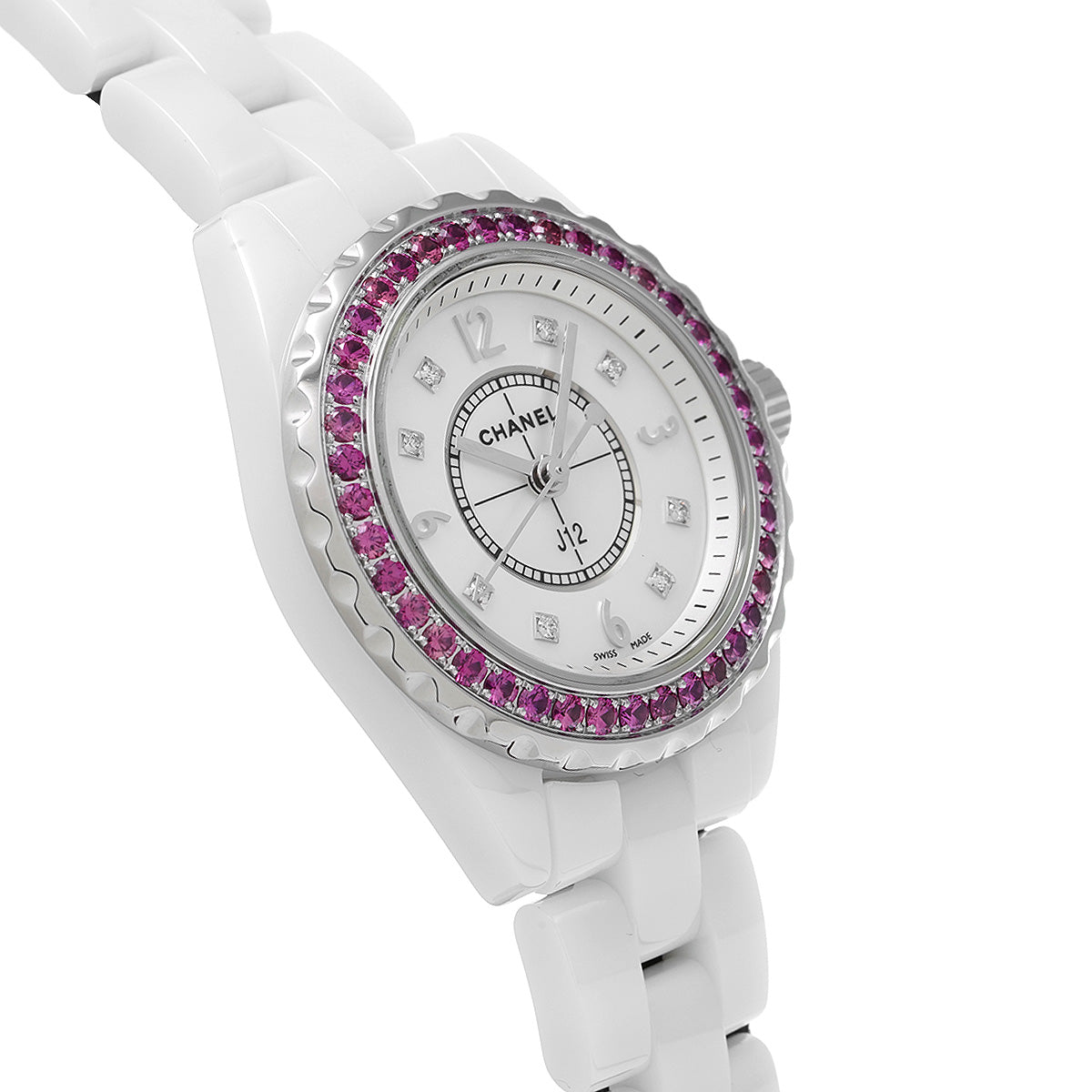  Shop Authentic Chanel J12 Quartz Diamonds Mother of Pearl White Dial White Steel Strap Watch for Women - J12 H3243 - Luxxuri