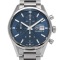  Shop Authentic Tag Heuer Carrera Chronograph 41mm Blue Dial Silver Steel Strap Watch for Men - CBK2112.BA0715 - Luxxuri