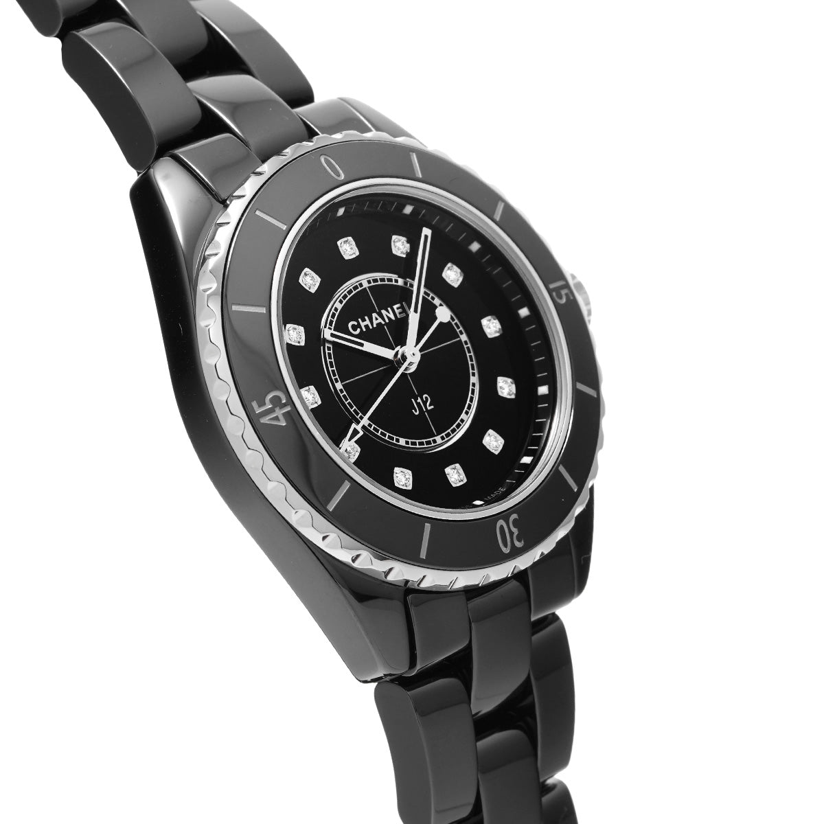  Shop Authentic Chanel J12 Quartz Diamonds Black Dial Black Steel Strap Watch for Women - J12 H5701 - Luxxuri