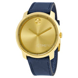  Shop Authentic Movado Bold Gold Dial Blue Leather Strap Watch For Men - 3600469 - Luxxuri