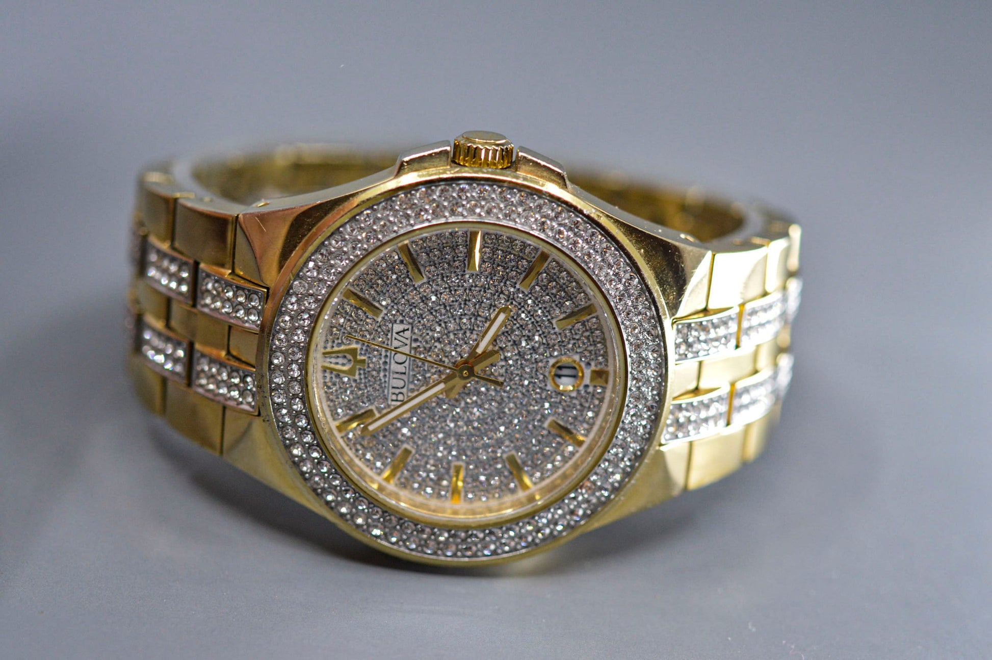  Shop Authentic Bulova Crystal Collection Silver Dial Two Tone Steel Strap Watch for Men - 98K102 - Luxxuri