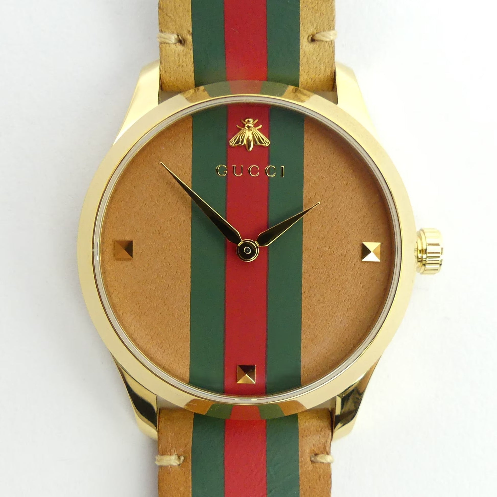  Shop Authentic Gucci G Timeless Quartz Brown Dial Brown Leather Strap Unisex Watch - YA1264077 - Luxxuri