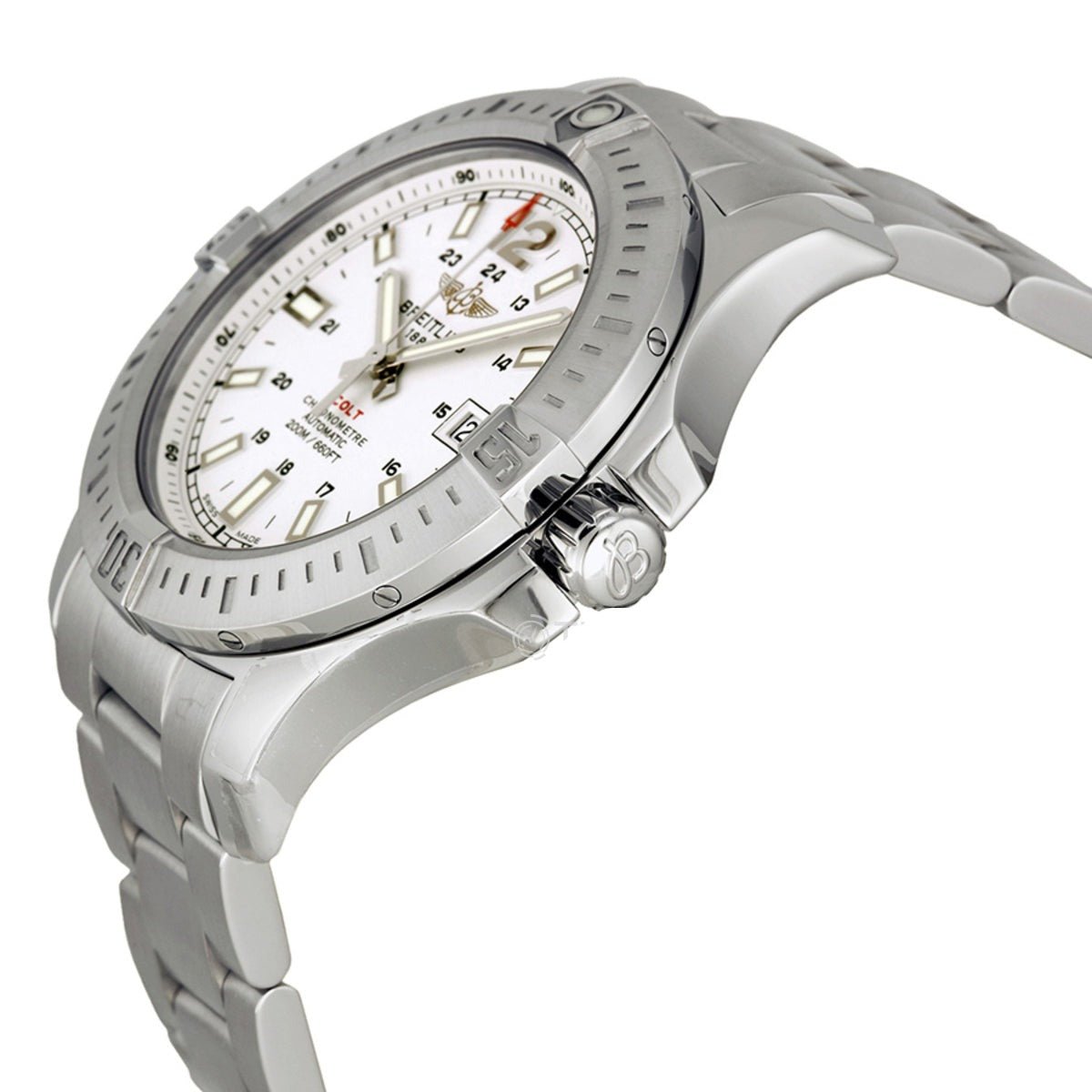  Shop Authentic Breitling Colt Automatic Silver Dial Black Leather Mens Watch - A1738811/G791/173A - Luxxuri