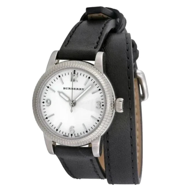  Shop Authentic Burberry Utilitarian White Dial Black Leather Strap Watch for Women - BU7845 - Luxxuri