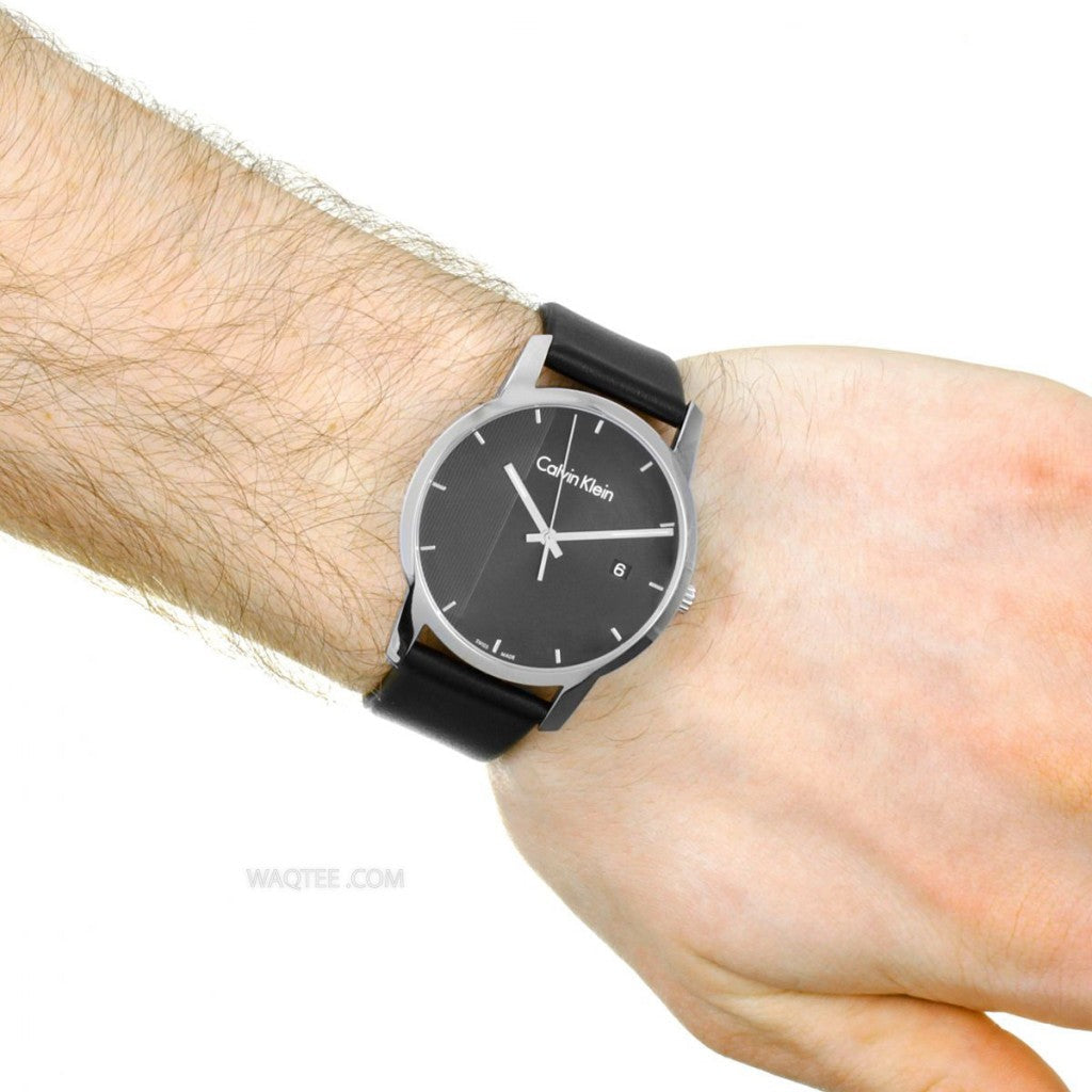  Shop Authentic Calvin Klein City Quartz Black Dial Black Leather Strap Watch for Men - K2G2G1C1 - Luxxuri