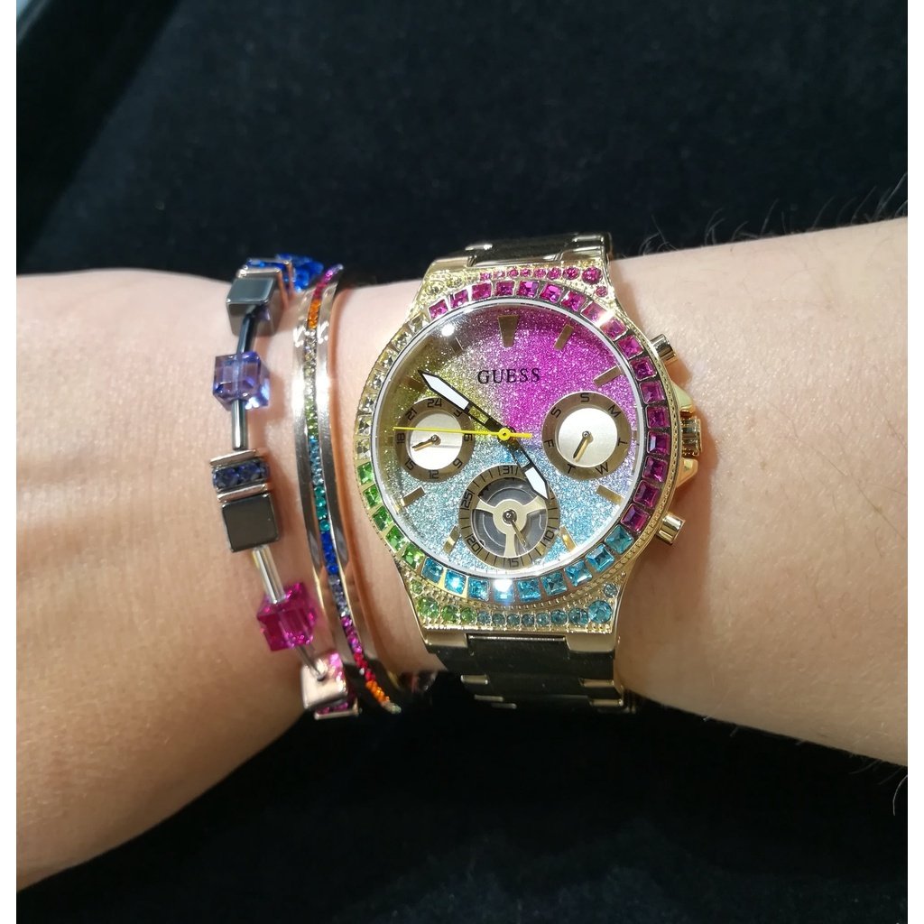  Shop Authentic Guess Sugarrush Quartz Multicolor Dial Gold Steel Strap Watch For Women - GW0258L1 - Luxxuri