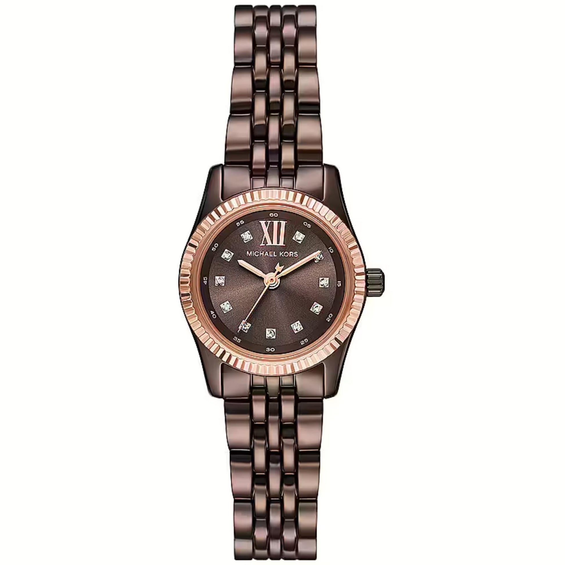  Shop Authentic Michael Kors Lexington Three-Hand Brown Dial Brown Steel Strap Watch for Women - MK4844 - Luxxuri