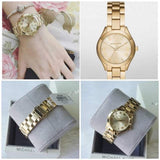  Shop Authentic Michael Kors Slim Runway Gold Dial Gold Steel Strap Watch For Women - MK3456 - Luxxuri