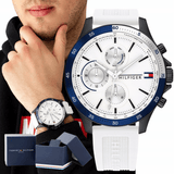  Shop Authentic Tommy Hilfiger Bank Chronograph White Dial White Rubber Strap Watch for Men - 1791723 - Luxxuri