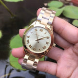  Shop Authentic Michael Kors Slim Runway Gold Dial Gold Steel Strap Watch For Women - MK3456 - Luxxuri