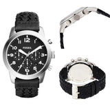  Shop Authentic Fossil Pilot 54 Chronograph Black Dial Black Leather Strap Watch for Men - FS5181 - Luxxuri