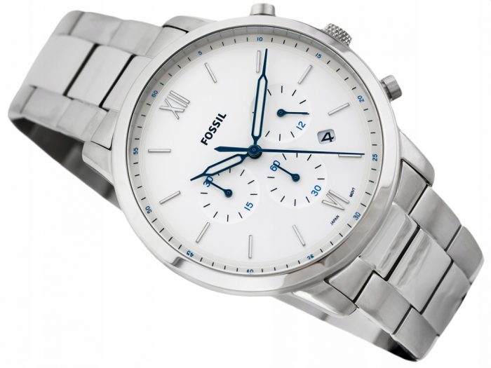  Shop Authentic Fossil Neutra Chronograph White Dial Silver Steel Strap Watch for Men - FS5433 - Luxxuri