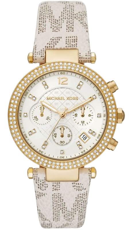  Shop Authentic Michael Kors Parker Chronograph White Dial White Leather Strap Watch For Women - MK6916 - Luxxuri