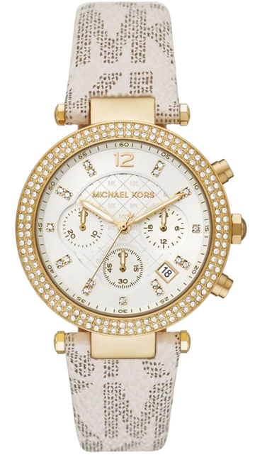  Shop Authentic Michael Kors Parker Chronograph White Dial White Leather Strap Watch For Women - MK6916 - Luxxuri