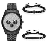  Shop Authentic Michael Kors Lexington Chronograph Crystals Silver Dial Black Steel Strap Watch for Men - MK8605 - Luxxuri