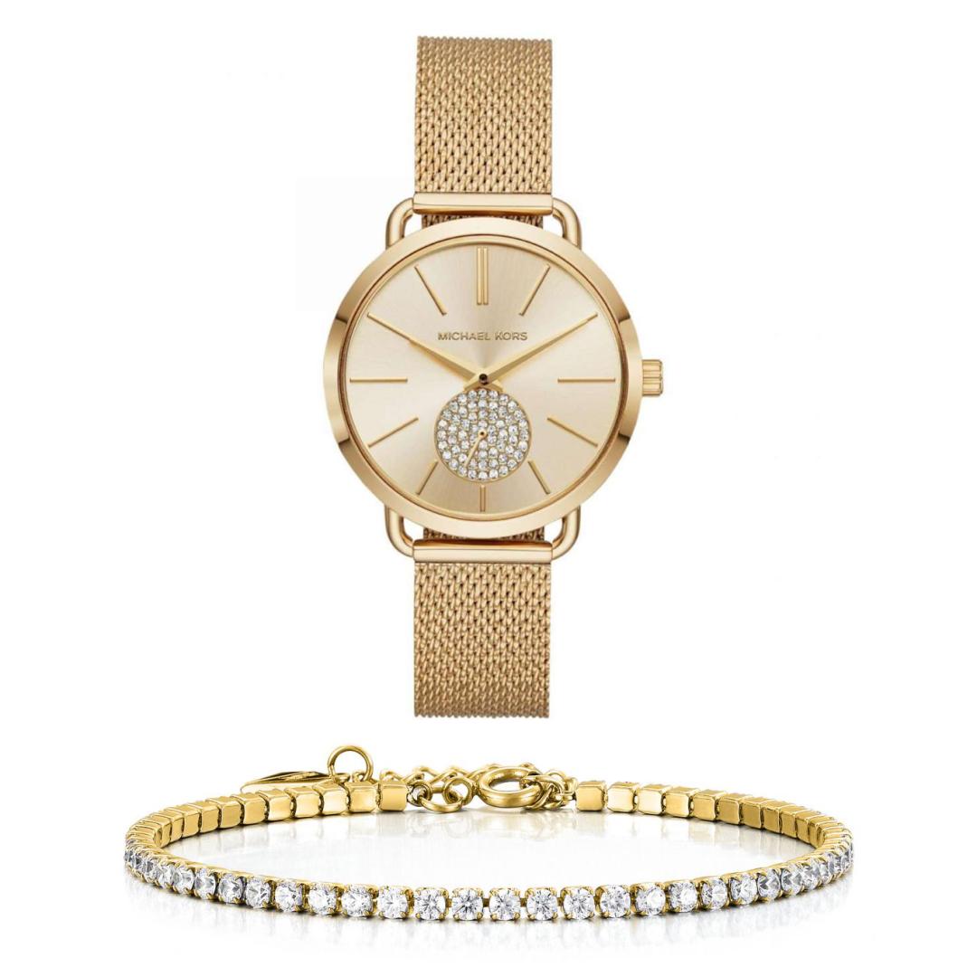  Shop Authentic Michael Kors Portia Gold Dial Gold Mesh Bracelet Watch for Women - MK3844 - Luxxuri