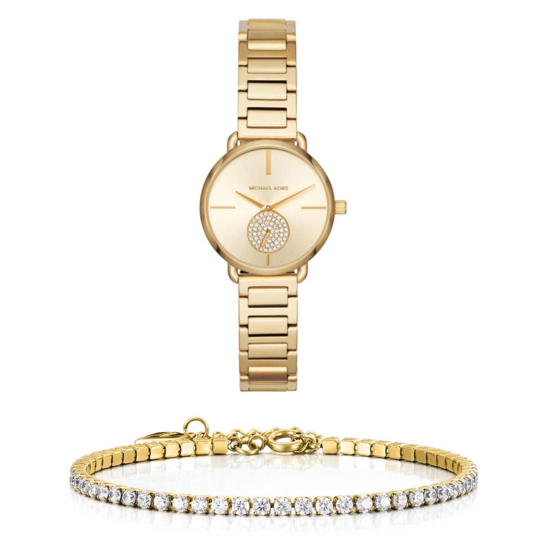  Shop Authentic Michael Kors Portia Quartz Gold Dial Gold Steel Strap Watch For Women - MK3838 - Luxxuri