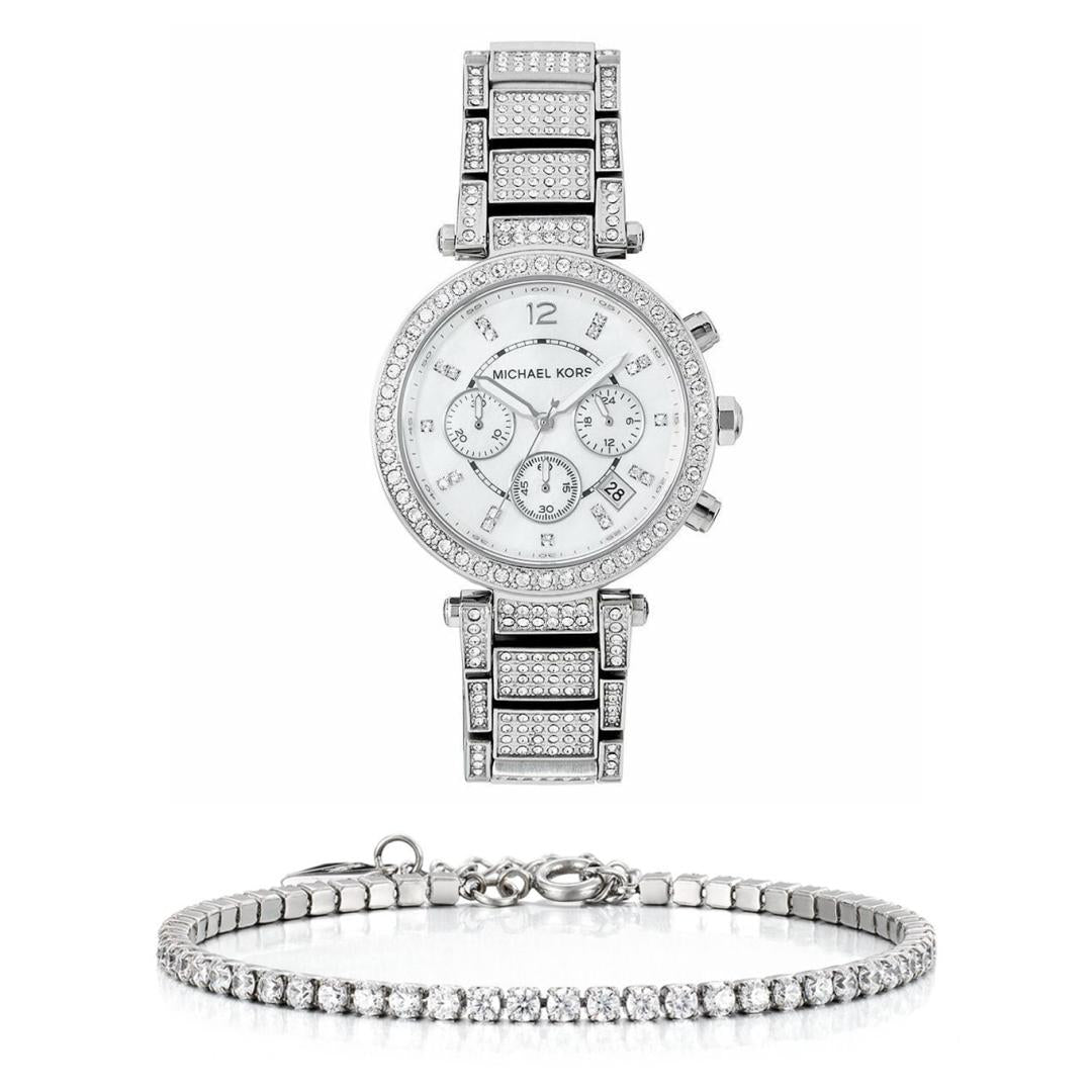  Shop Authentic Michael Kors Parker Mother of Pearl Dial Diamonds Silver Steel Strap Watch for Women - MK5572 - Luxxuri