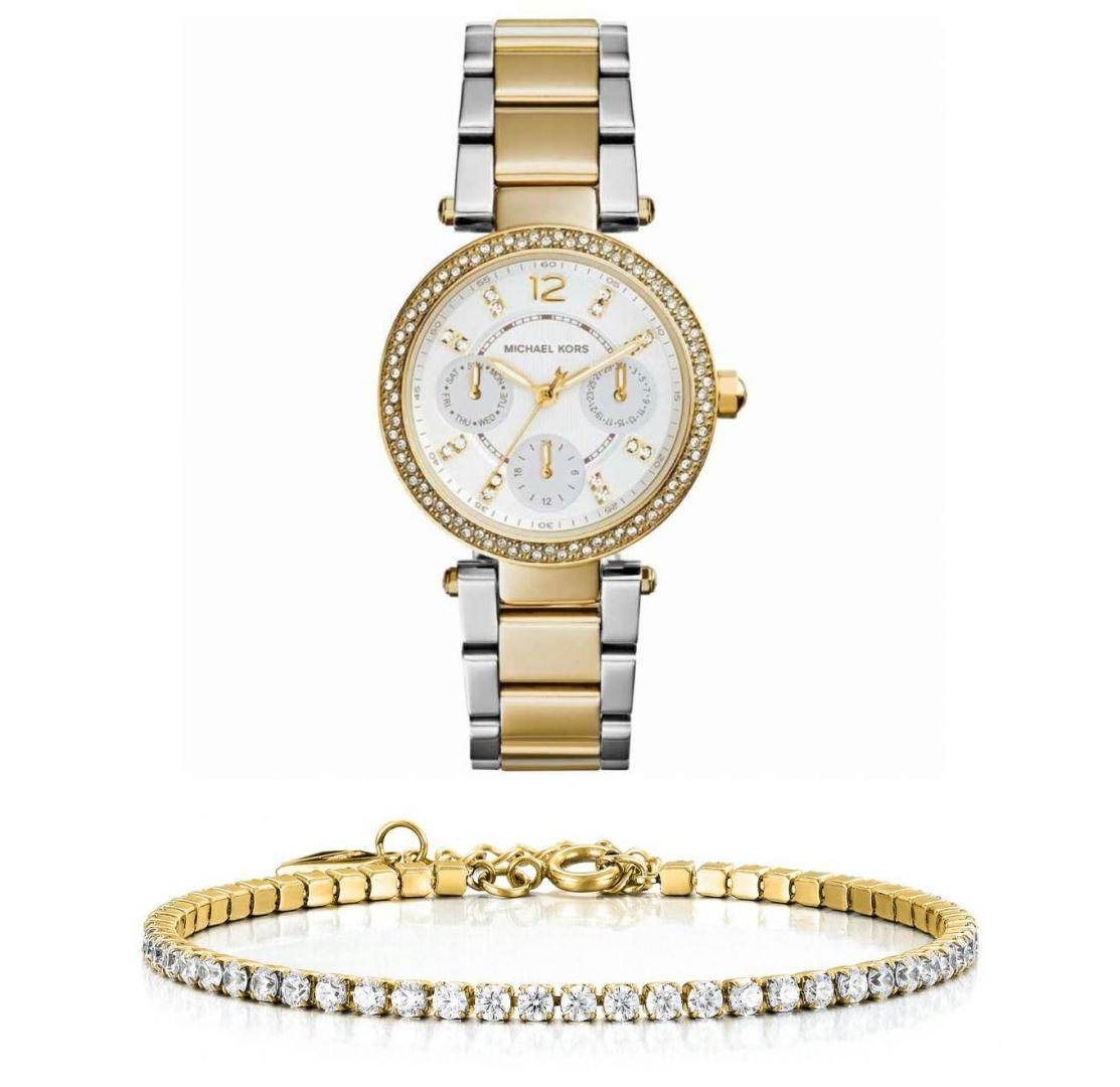  Shop Authentic Michael Kors Parker White Dial Two Tone Steel Strap Watch for Women - MK6055 - Luxxuri