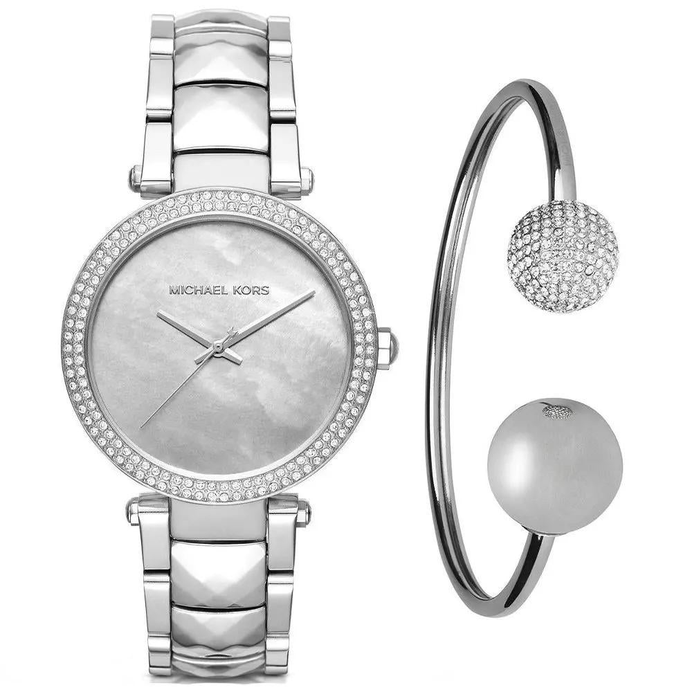  Shop Authentic Michael Kors Parker Mother of Pearl Silver Steel Strap Watch for Women - MK6424 - Luxxuri