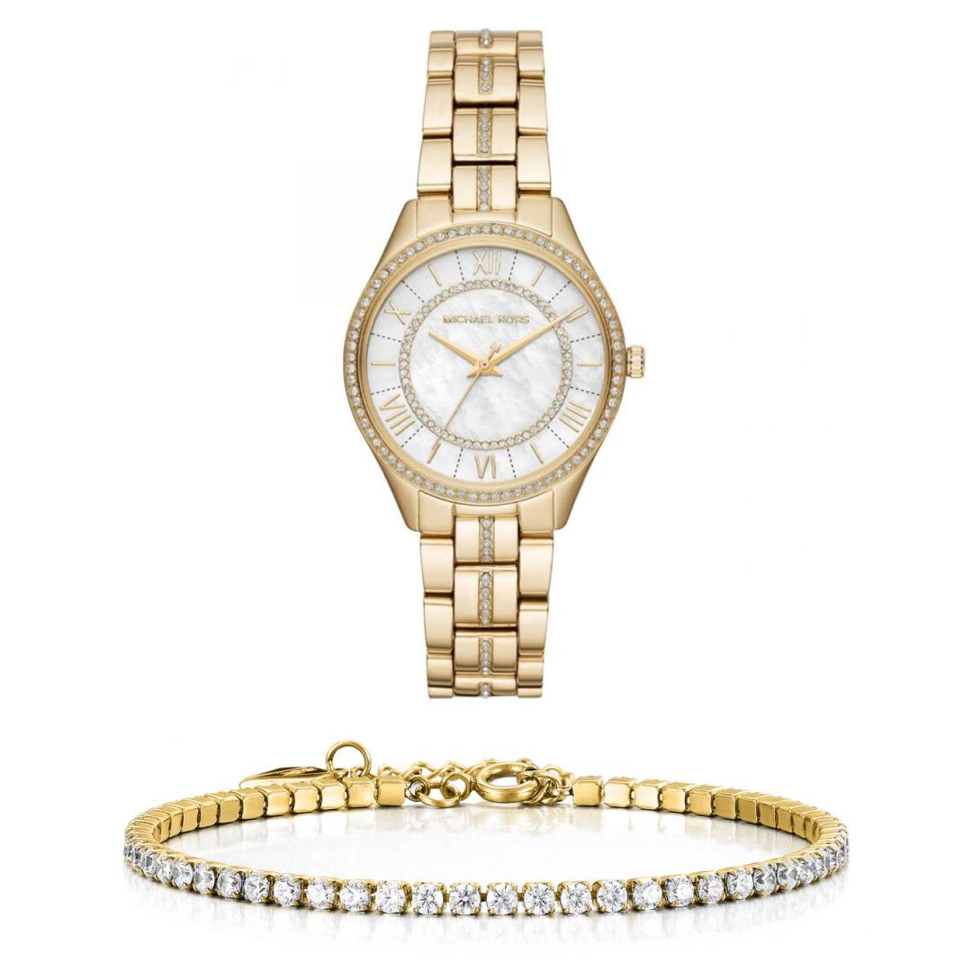  Shop Authentic Michael Kors Lauryn Mother of Pearl White Dial Gold Steel Strap Watch for Women - MK3899 - Luxxuri