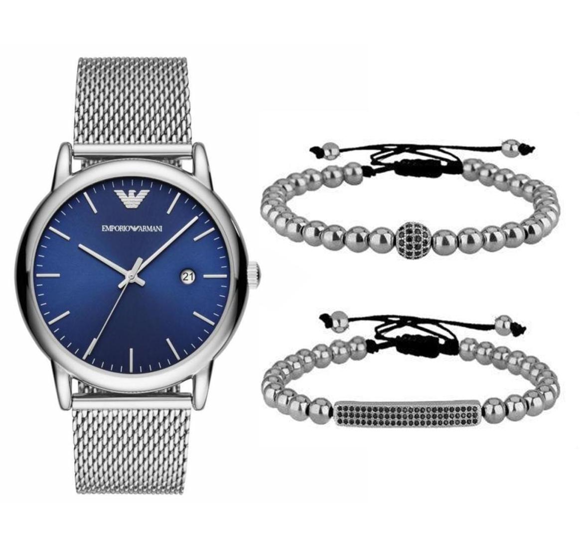  Shop Authentic Emporio Armani Luigi Quartz Blue Dial Silver Mesh Bracelet Watch For Men - AR11230 - Luxxuri