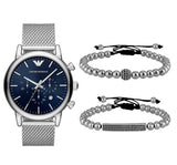  Shop Authentic Emporio Armani Luigi Chronograph Blue Dial Silver Mesh Bracelet Watch For Men - AR80038 - Luxxuri